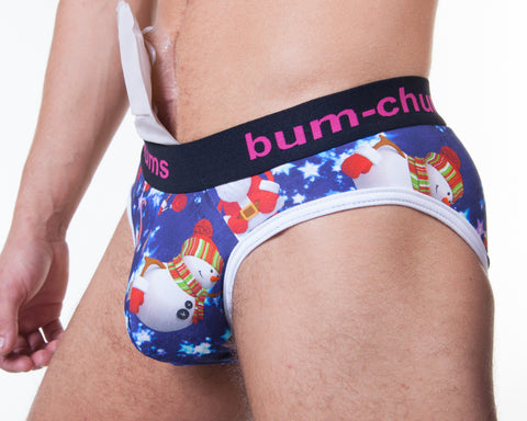 Christmas Blue Briefs - Bum-Chums Gay Men's Underwear - Made in UK
