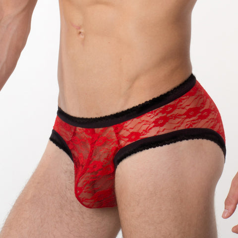 Rouge Brief - Men's Red Lace Brief